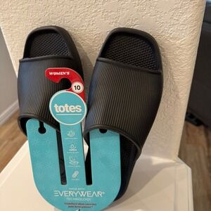 Totes Women's Black Waterproof Lightweight Everywear Slides‎ Size 10 Comfort